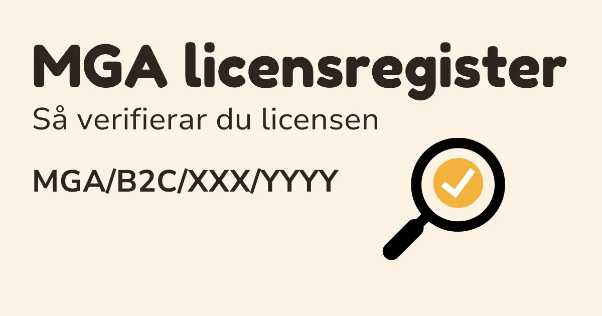 MGA licensregister – verifiera licensnumret i formatet MGA/B2C/XXX/YYYY